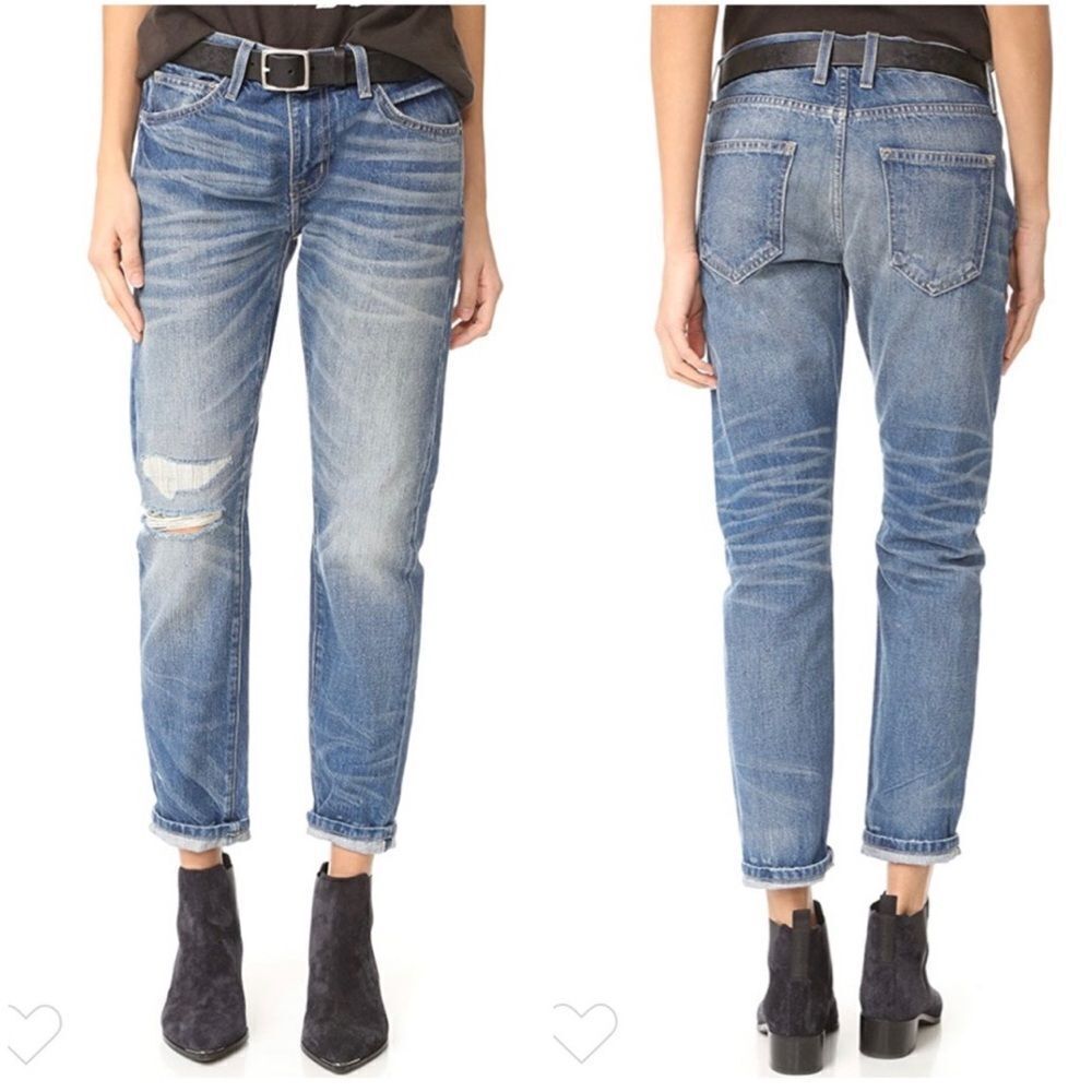 Current/Elliott Selvedge Fling Boyfriend White Oak Cone Denim Jeans Size 26